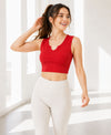 T.T. Women|Ribbed Crop Top|Sleeveless Notch Neck Slim Fit Aesthetic Streetwear Top|Stretchable Cotton Fabric|Tshirt|Top||Red