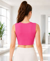 T.T. Women|Ribbed Crop Top|Sleeveless Notch Neck Slim Fit Aesthetic Streetwear Top|Stretchable Cotton Fabric|Tshirt|Top||Pink
