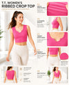 T.T. Women|Ribbed Crop Top|Sleeveless Notch Neck Slim Fit Aesthetic Streetwear Top|Stretchable Cotton Fabric|Tshirt|Top||Pink