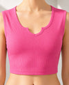 T.T. Women|Ribbed Crop Top|Sleeveless Notch Neck Slim Fit Aesthetic Streetwear Top|Stretchable Cotton Fabric|Tshirt|Top||Pink