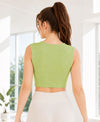 T.T. Women|Ribbed Crop Top|Sleeveless Notch Neck Slim Fit Aesthetic Streetwear Top|Stretchable Cotton Fabric|Tshirt|Top||Pista