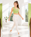 T.T. Women|Ribbed Crop Top|Sleeveless Notch Neck Slim Fit Aesthetic Streetwear Top|Stretchable Cotton Fabric|Tshirt|Top||Pista