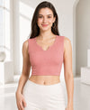 T.T. Women|Ribbed Crop Top|Sleeveless Notch Neck Slim Fit Aesthetic Streetwear Top|Stretchable Cotton Fabric|Tshirt|Top||Peach