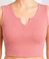 T.T. Women|Ribbed Crop Top|Sleeveless Notch Neck Slim Fit Aesthetic Streetwear Top|Stretchable Cotton Fabric|Tshirt|Top||Peach