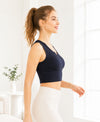 T.T. Women|Ribbed Crop Top|Sleeveless Notch Neck Slim Fit Aesthetic Streetwear Top|Stretchable Cotton Fabric|Tshirt|Top||Navy