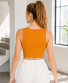 T.T. Women|Ribbed Crop Top|Sleeveless Notch Neck Slim Fit Aesthetic Streetwear Top|Stretchable Cotton Fabric|Tshirt|Top||Mustard