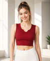 T.T. Women|Ribbed Crop Top|Sleeveless Notch Neck Slim Fit Aesthetic Streetwear Top|Stretchable Cotton Fabric|Tshirt|Top||Maroon
