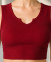 T.T. Women|Ribbed Crop Top|Sleeveless Notch Neck Slim Fit Aesthetic Streetwear Top|Stretchable Cotton Fabric|Tshirt|Top||Maroon