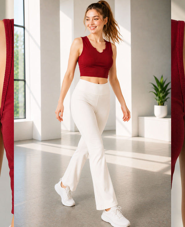T.T. Women|Ribbed Crop Top|Sleeveless Notch Neck Slim Fit Aesthetic Streetwear Top|Stretchable Cotton Fabric|Tshirt|Top||Maroon