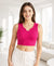 T.T. Women|Ribbed Crop Top|Sleeveless Notch Neck Slim Fit Aesthetic Streetwear Top|Stretchable Cotton Fabric|Tshirt|Top||Fuchsia