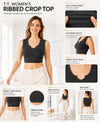 T.T. Women|Ribbed Crop Top|Sleeveless Notch Neck Slim Fit Aesthetic Streetwear Top|Stretchable Cotton Fabric|Tshirt|Top||D.Grey