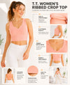 T.T. Women|Ribbed Crop Top|Sleeveless Notch Neck Slim Fit Aesthetic Streetwear Top|Stretchable Cotton Fabric|Tshirt|Top||Cream