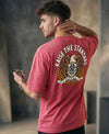 T.T. Men Oversized Graphic Printed T-Shirt Pink
