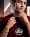 T.T. Men Oversized Graphic Printed T-Shirt Maroon