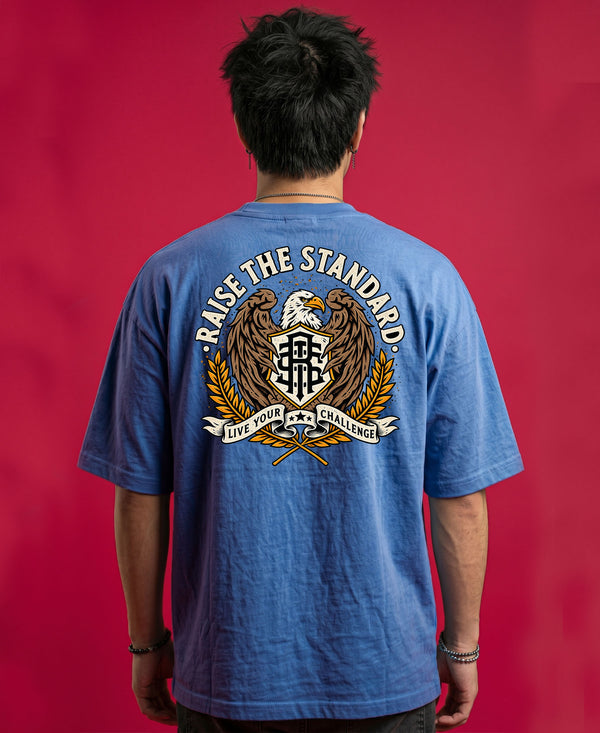 T.T. Men Oversized Graphic Printed T-Shirt Sky Blue