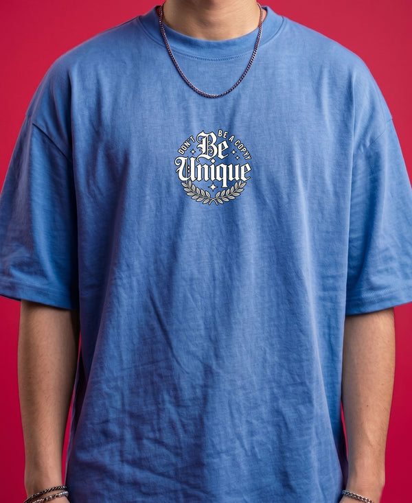 T.T. Men Oversized Graphic Printed T-Shirt Sky Blue
