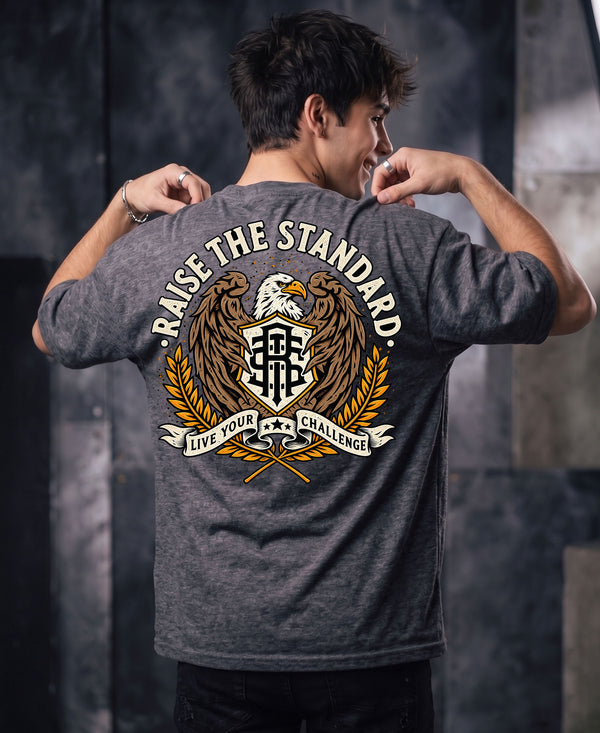 T.T. Men Oversized Graphic Printed T-Shirt Anthra Melange