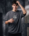 T.T. Men Oversized Graphic Printed T-Shirt Anthra Melange