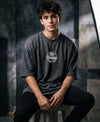 T.T. Men Oversized Graphic Printed T-Shirt Anthra Melange