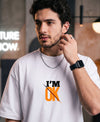 T.T. Men Oversized Graphic Printed T-Shirt White
