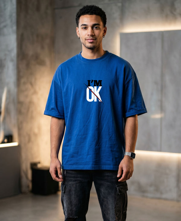 T.T. Men Oversized Graphic Printed T-Shirt Royal Blue