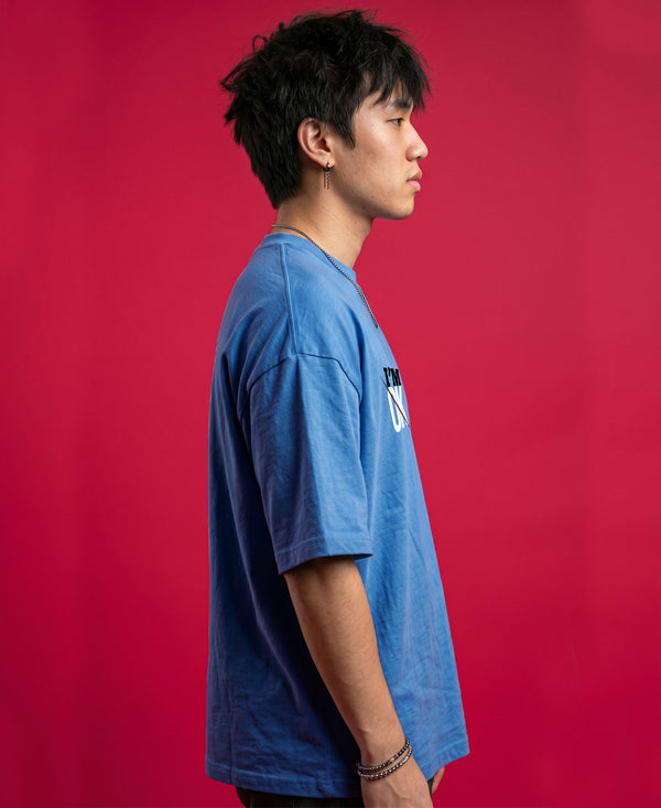 T.T. Men Oversized Graphic Printed T-Shirt Sky Blue