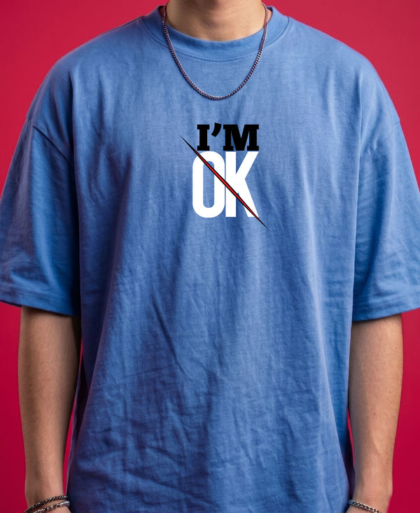 T.T. Men Oversized Graphic Printed T-Shirt Sky Blue