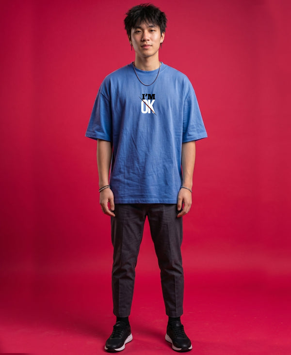 T.T. Men Oversized Graphic Printed T-Shirt Sky Blue