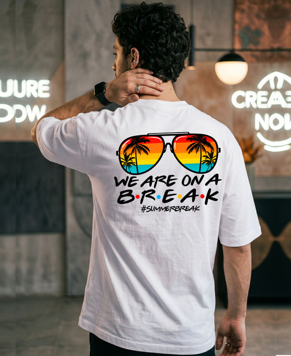 T.T. Men Oversized Graphic Printed T-Shirt White