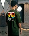 T.T. Men Oversized Graphic Printed T-Shirt Green