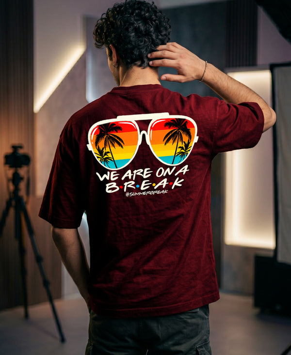 T.T. Men Oversized Graphic Printed T-Shirt Maroon