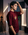 T.T. Men Oversized Graphic Printed T-Shirt Maroon