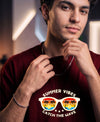 T.T. Men Oversized Graphic Printed T-Shirt Maroon