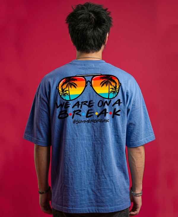 T.T. Men Oversized Graphic Printed T-Shirt Sky Blue