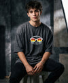 T.T. Men Oversized Graphic Printed T-Shirt Anthra Melange