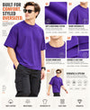 T.T. Men Oversized Fit Cotton Round Neck |Soft Breathable Fabric | Street , Casual & Outdoor Wear TeesPurple