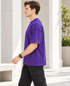 T.T. Men Oversized Fit Cotton Round Neck |Soft Breathable Fabric | Street , Casual & Outdoor Wear TeesPurple