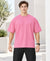 T.T. Men Oversized Fit Cotton Round Neck |Soft Breathable Fabric | Street , Casual & Outdoor Wear TeesBaby Pink