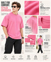 T.T. Men Oversized Fit Cotton Round Neck |Soft Breathable Fabric | Street , Casual & Outdoor Wear TeesBaby Pink