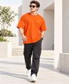T.T. Men Oversized Fit Cotton Round Neck |Soft Breathable Fabric | Street , Casual & Outdoor Wear TeesOrange