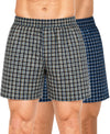 T.T. Men Checked Cotton Poly Woven Boxer Shorts Pack Of 2 Yellow,Navy