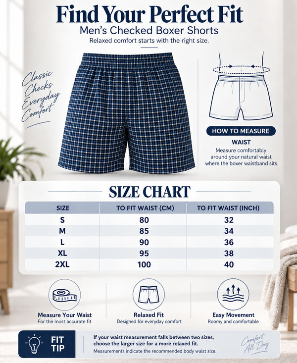 T.T. Men Checked Cotton Poly Woven Boxer Shorts Pack Of 3 Maroon,Navy,Green