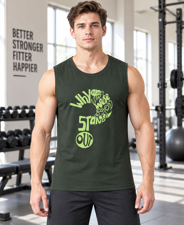 T.T. Men Cool Cotton Printed Regular Fit Round Neck Muscle Tees|Pack Of 3|Red,Forest Green,Mustard