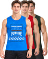 T.T. Men Cool Cotton Printed Regular Fit Round Neck Muscle Tees|Pack Of 3|Blue,Red,Forest Green