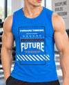 T.T. Men Cool Cotton Printed Regular Fit Round Neck Muscle Tees Blue
