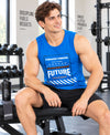 T.T. Men Cool Cotton Printed Regular Fit Round Neck Muscle Tees Blue