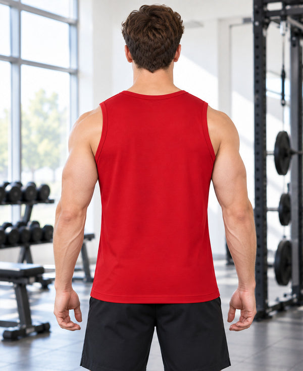 T.T. Men Cool Cotton Printed Regular Fit Round Neck Muscle Tees|Pack Of 2|Red,Mustard