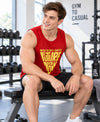 T.T. Men Cool Cotton Printed Regular Fit Round Neck Muscle Tees|Pack Of 2|Red,Mustard
