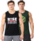 T.T. Men Cool Cotton Printed Regular Fit Round Neck Muscle Tees|Pack Of 2|Black,Forest Green