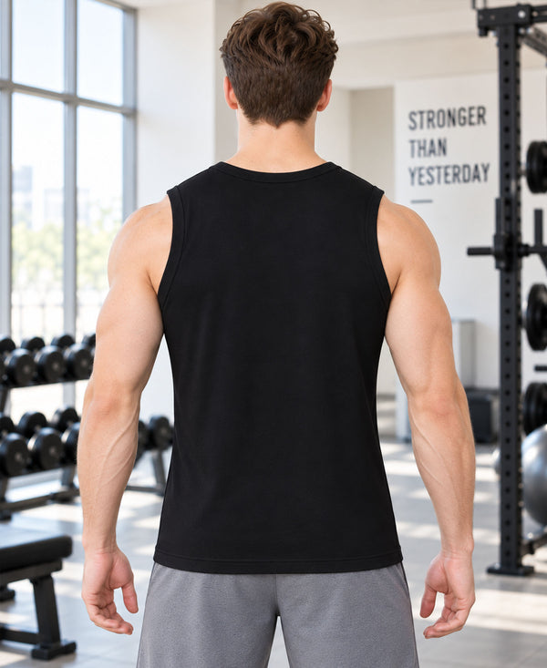 T.T. Men Cool Cotton Printed Regular Fit Round Neck Muscle Tees|Pack Of 2|Black,Forest Green